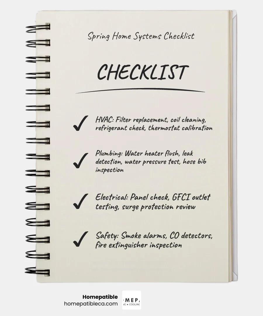 Spring home systems maintenance checklist infographic for Central Coast homeowners in 2026 - spring home systems maintenance Spring home systems maintenance checklist infographic for Central Coast homeowners in 2026 - spring home systems maintenance