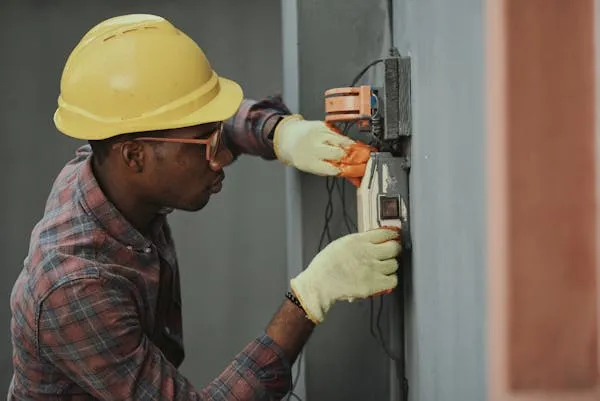 Technician performing electrical work